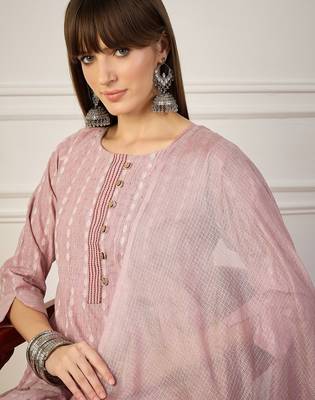 Pink women kurta pant dupatta set 3