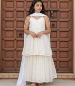 White georgette sharara set