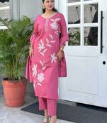 Pink women kurta pant dupatta set