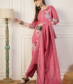 Pink women kurta pant dupatta set