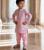 Pink embroidered georgette kurta set