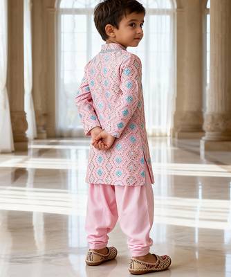 Pink embroidered georgette kurta set 2