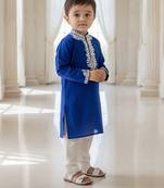 Blue embroidered cotton kurta set