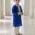 Blue embroidered cotton kurta set