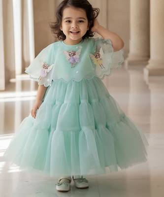 Green embroidered net gown 1