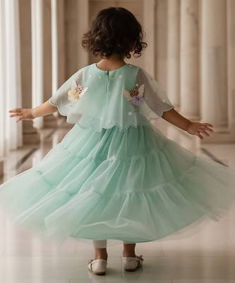 Green embroidered net gown 2