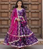Purple embroidered brocade anarkali set