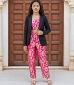Pink printed brocade co ord set