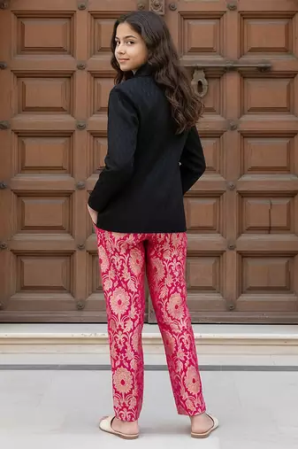 Pink printed brocade co ord set
