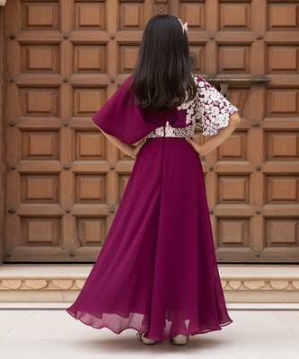 Purple embroidered georgette jumpsuit 2