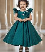 Green embroidered net gown