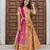 Yellow embroidered cotton lehenga set