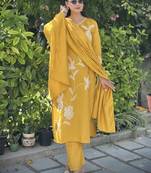 Yellow women kurta pant dupatta set