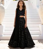 Black embroidered georgette lehenga set