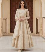 Beige embroidered dupion lehenga set