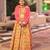 Yellow embroidered cotton lehenga set