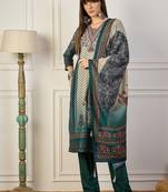 Teal women kurta pant dupatta set