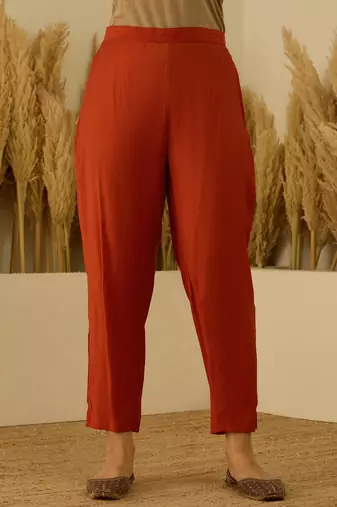 Rust women kurta pant dupatta set