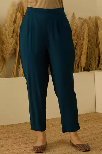 Teal-blue women kurta pant dupatta set