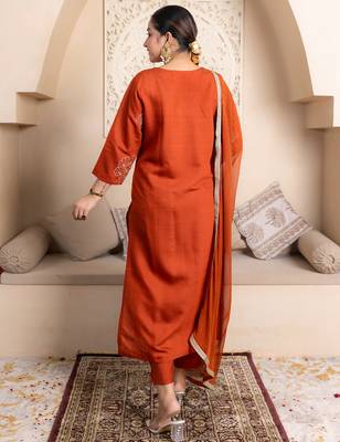 Rust women kurta pant dupatta set 2