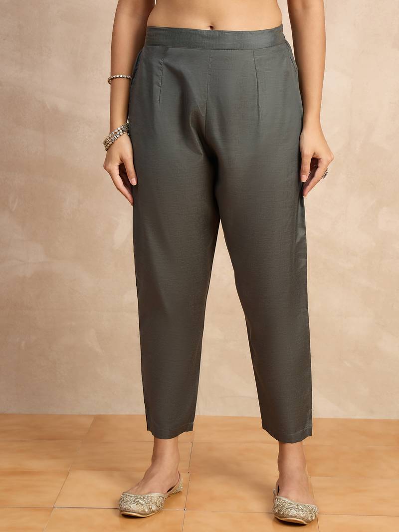 Grey women kurta pant dupatta set