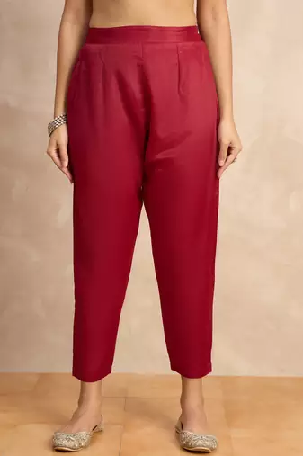 Red women kurta pant dupatta set