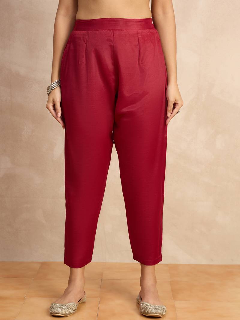 Red women kurta pant dupatta set