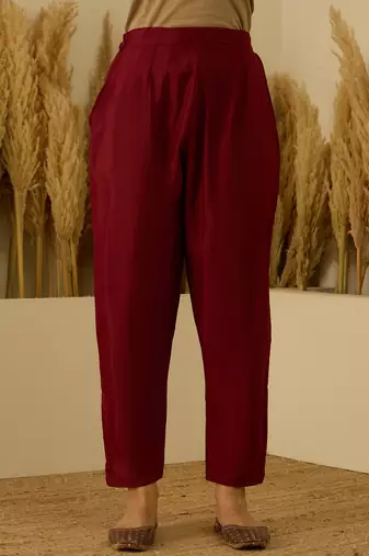 Red women kurta pant dupatta set