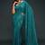 Teal blue georgette saree with thread & multiple sequins embroidery