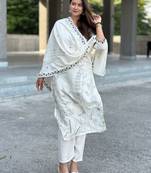 White women kurta pant dupatta set