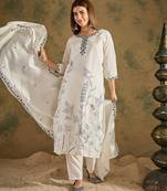 White women kurta pant dupatta set