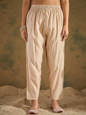 Beige women kurta pant dupatta set 4