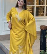 Yellow women kurta pant dupatta set