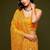 Yellow georgette saree with thread & multiple sequins embroidery