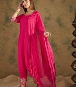 Pink women kurta pant dupatta set