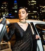 Black Color Shimmering Sequins Georgette Saree