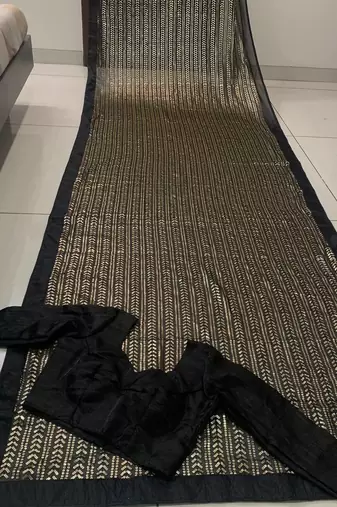 Black Color Shimmering Sequins Georgette Saree