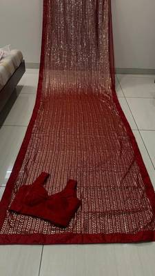 Maroon Color Shimmering Sequins Georgette Saree 1