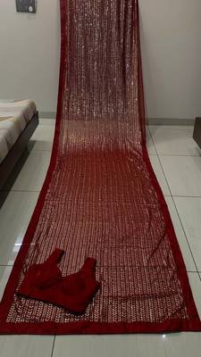 Maroon Color Shimmering Sequins Georgette Saree 2