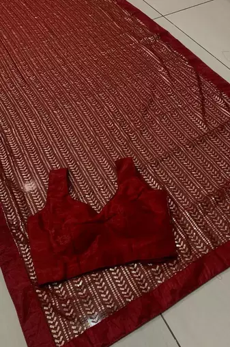 Maroon Color Shimmering Sequins Georgette Saree
