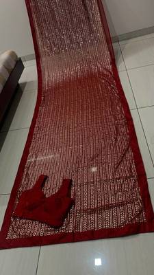 Maroon Color Shimmering Sequins Georgette Saree 4