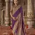 Purple silk blend printed saree with unstitched blouse piece