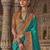 Turquoise silk printed saree with unstitched blouse piece