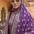 Purple silk printed saree with unstitched blouse piece