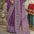 Purple silk printed saree with unstitched blouse piece