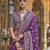 Purple silk printed saree with unstitched blouse piece
