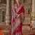 Red silk printed saree with unstitched blouse piece