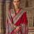 Red silk printed saree with unstitched blouse piece