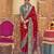 Red silk printed saree with unstitched blouse piece