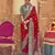 Red silk blend printed saree with unstitched blouse piece